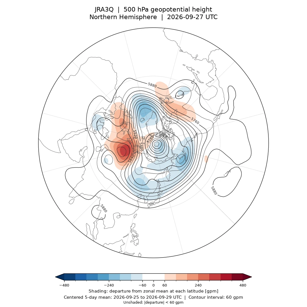 最新の北半球天気図
